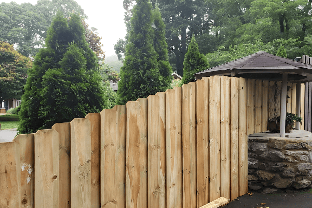 board on board pine wood fence