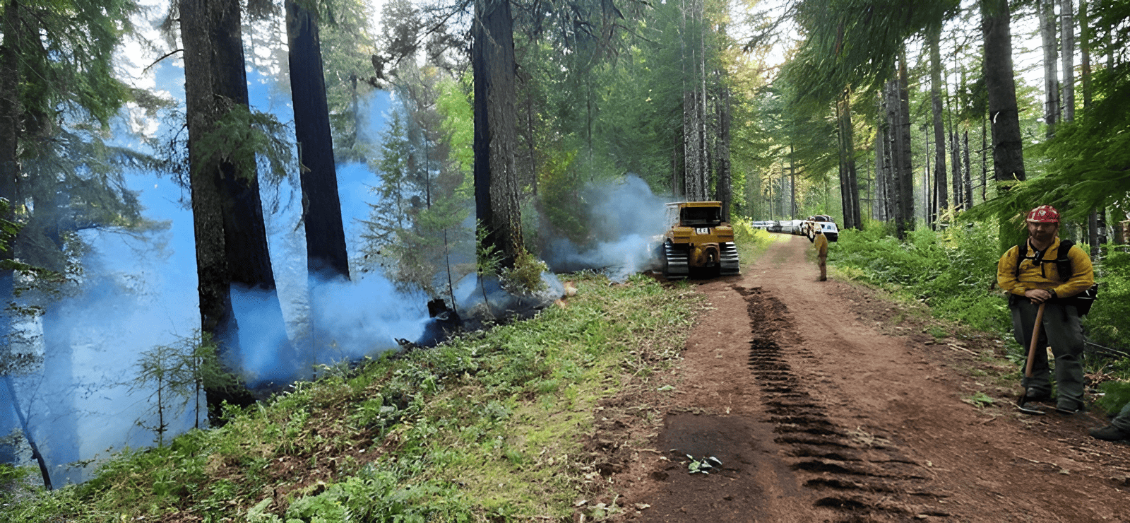 creating a firebreak with a bull dozer