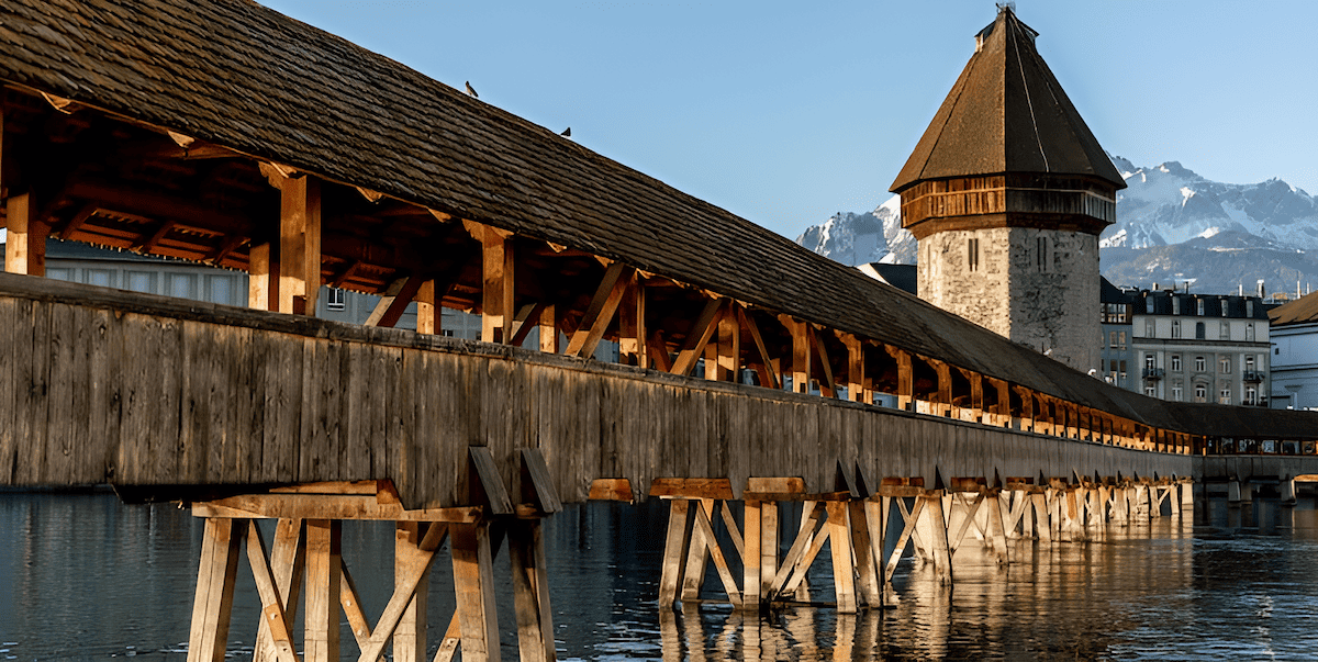 historic Chapel Bridge in Lucerne, Switzerland