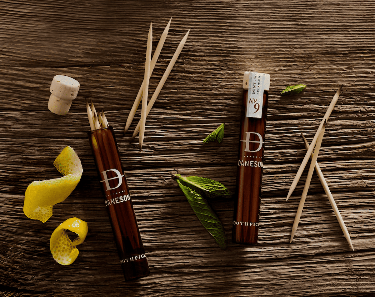 Specialty high end toothpicks arranged for cocktails and appetizers