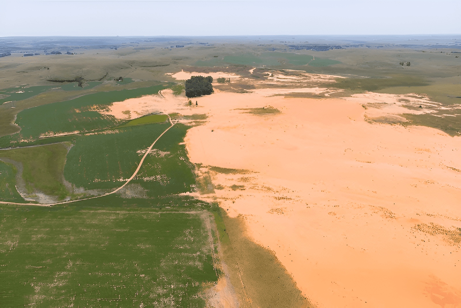 fertile land turning into desert from desertification