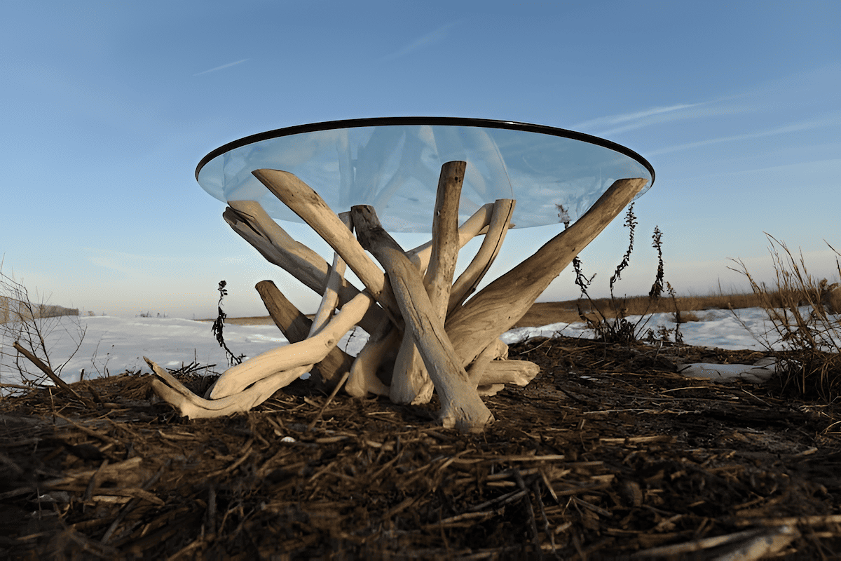 a center table made out of driftwood