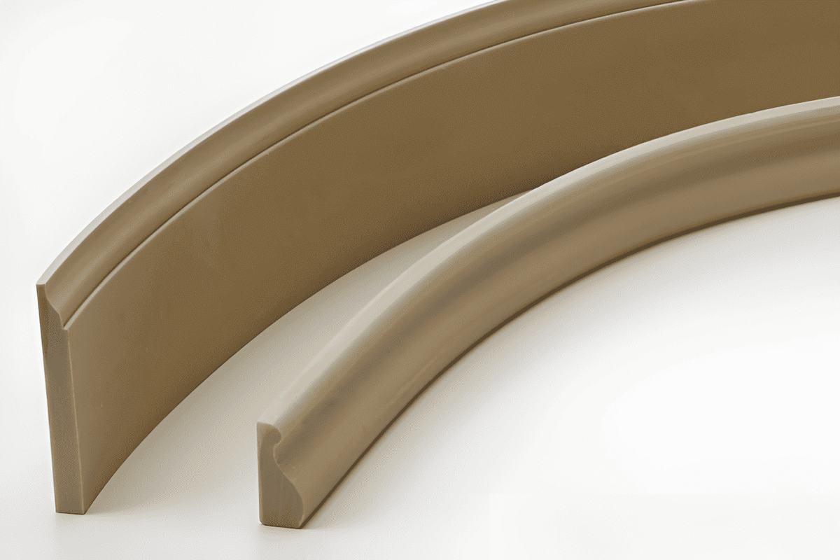 Bendable vinyl baseboard installed around a curved wall