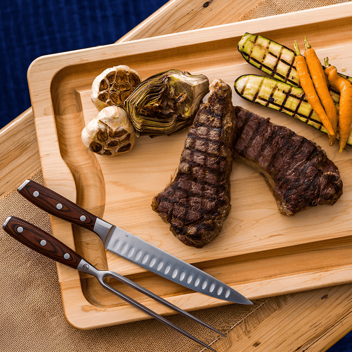 tempered glass cutting board with juice grooves for meat