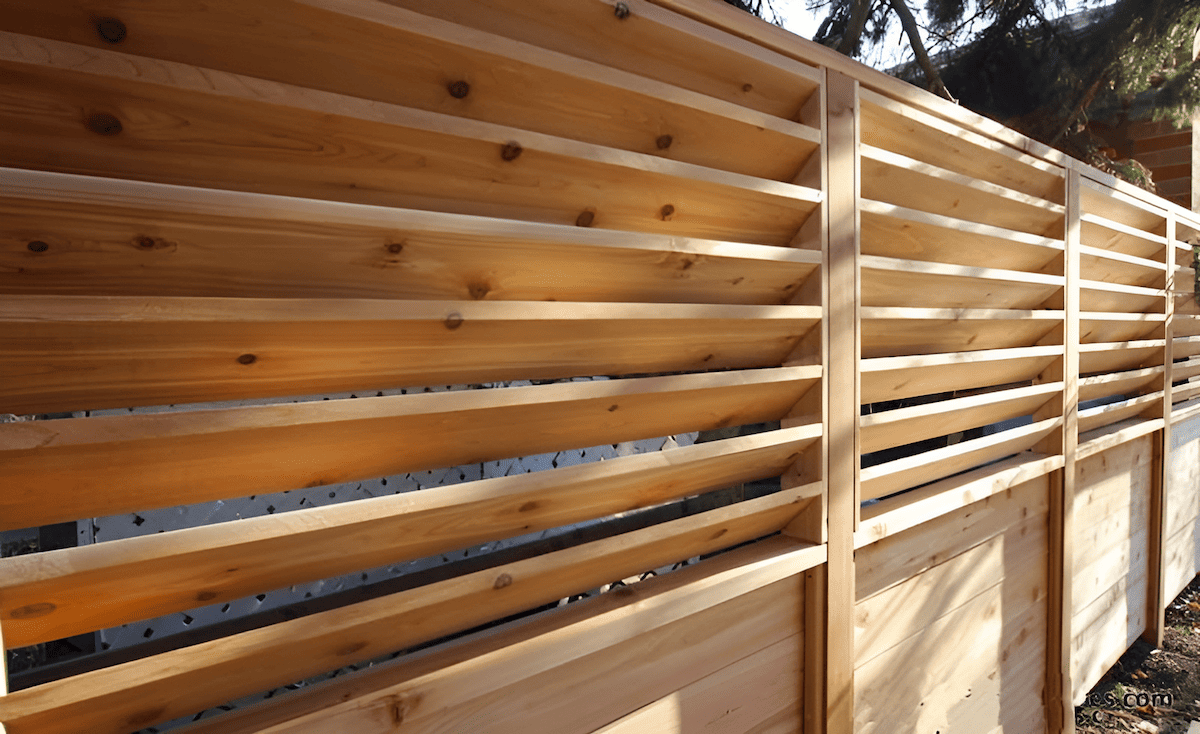 spruce wood louvred fence