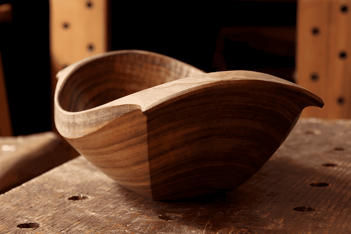 Mahogany wood bowl with an oil finish