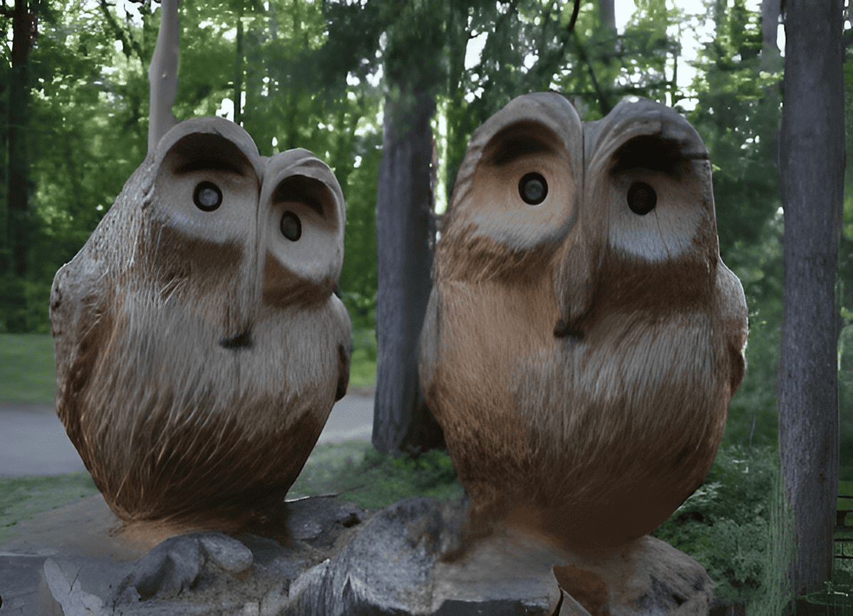 Wood carvied owls