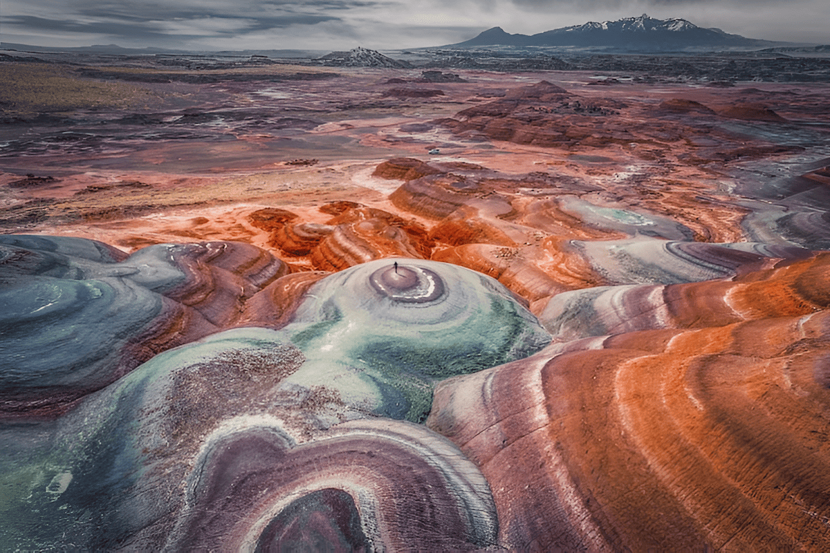 Painted Desert badlands and Chinle Formation layers in Petrified Forest National Park