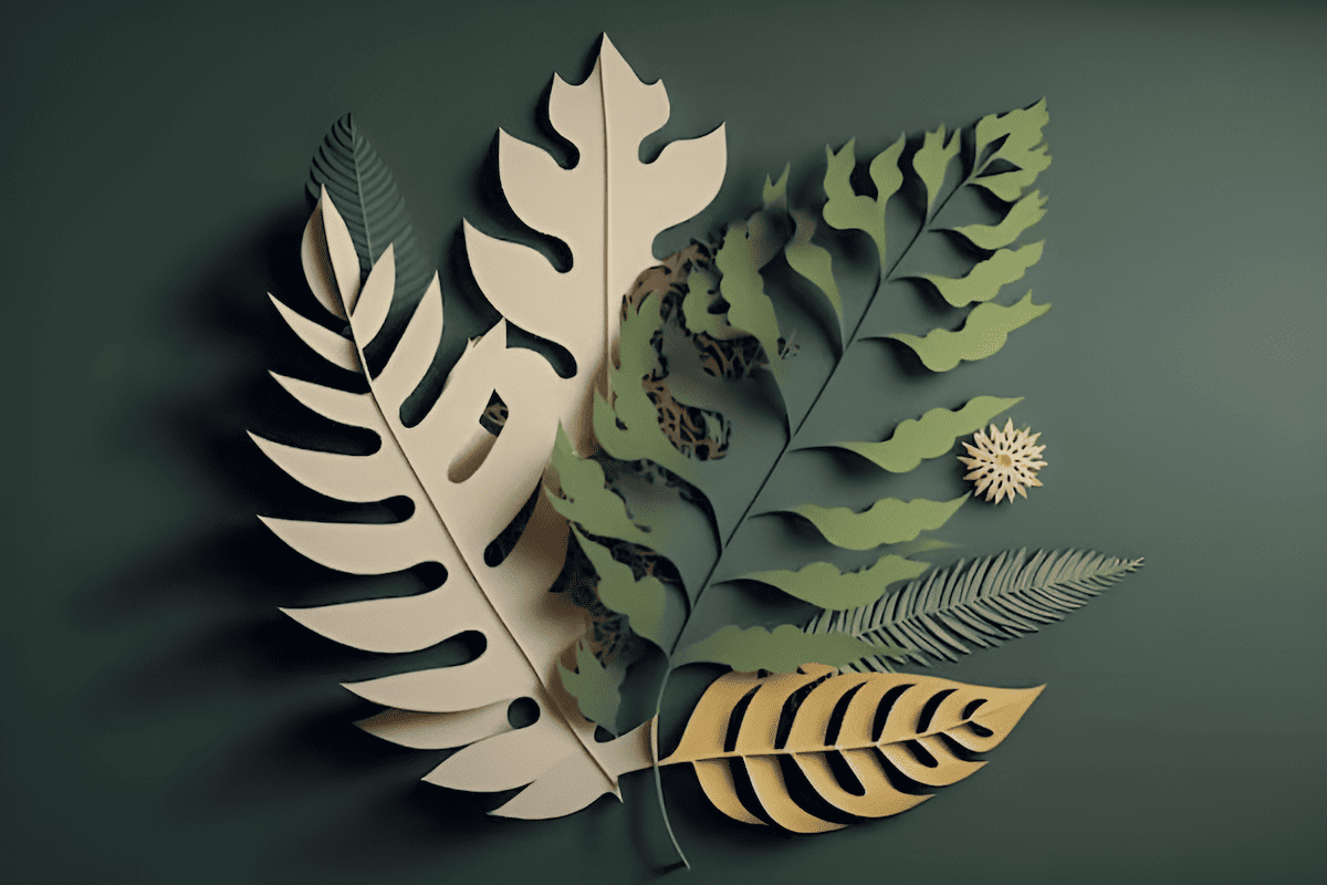 a collection of paper cut leaves and leaf paper art designs