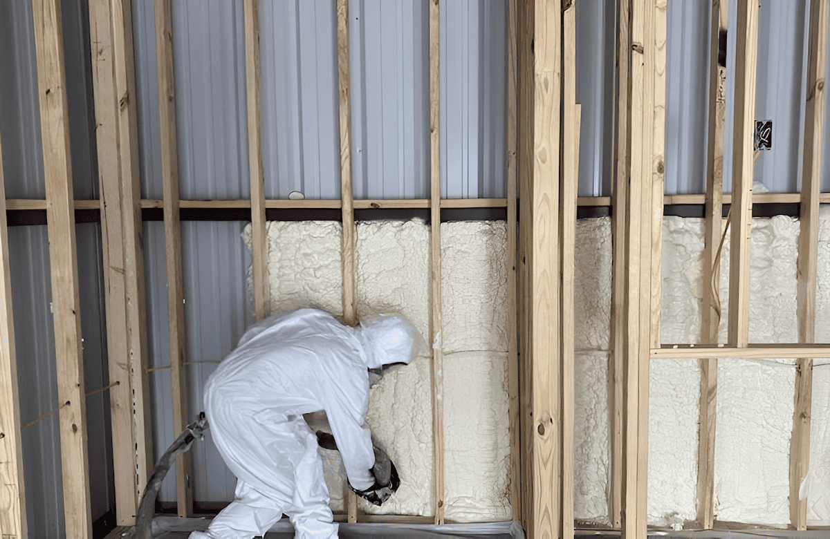 closed-cell spray foam insulation in a post-frame pole barn