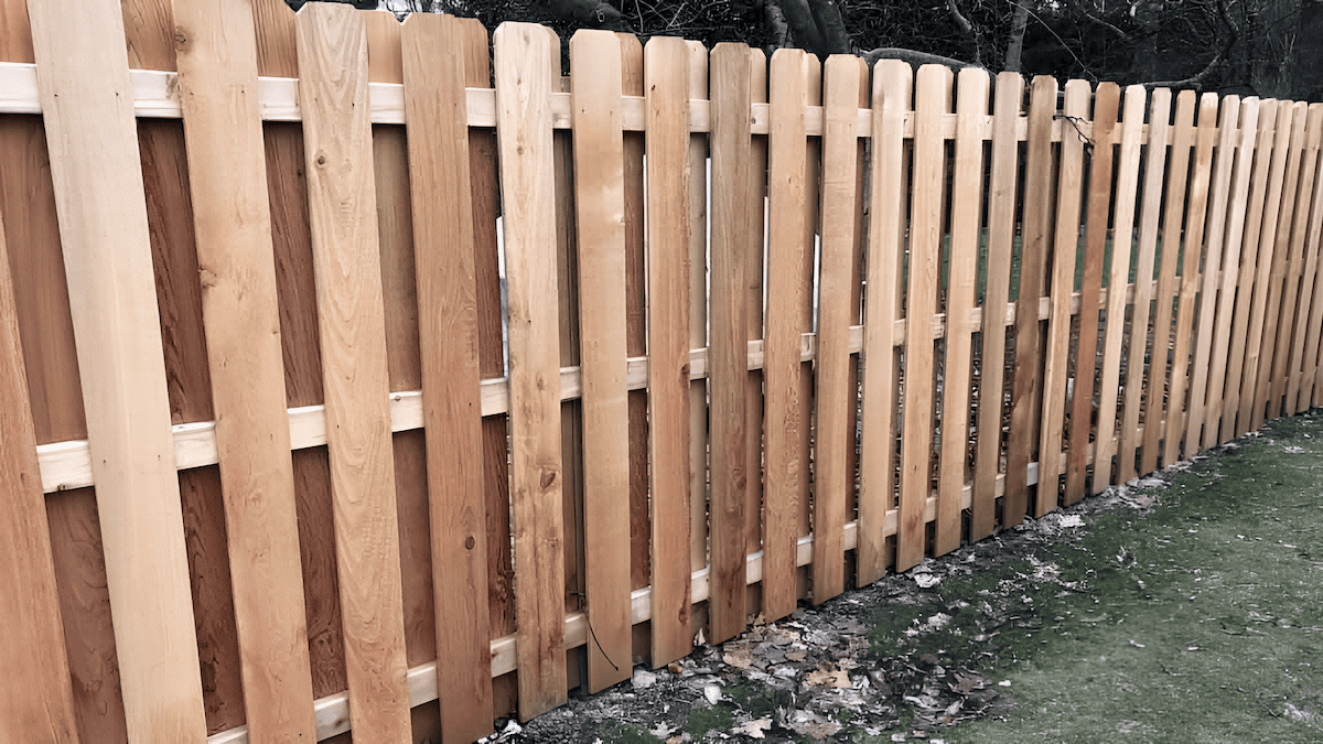 spruce wood shadow box fence