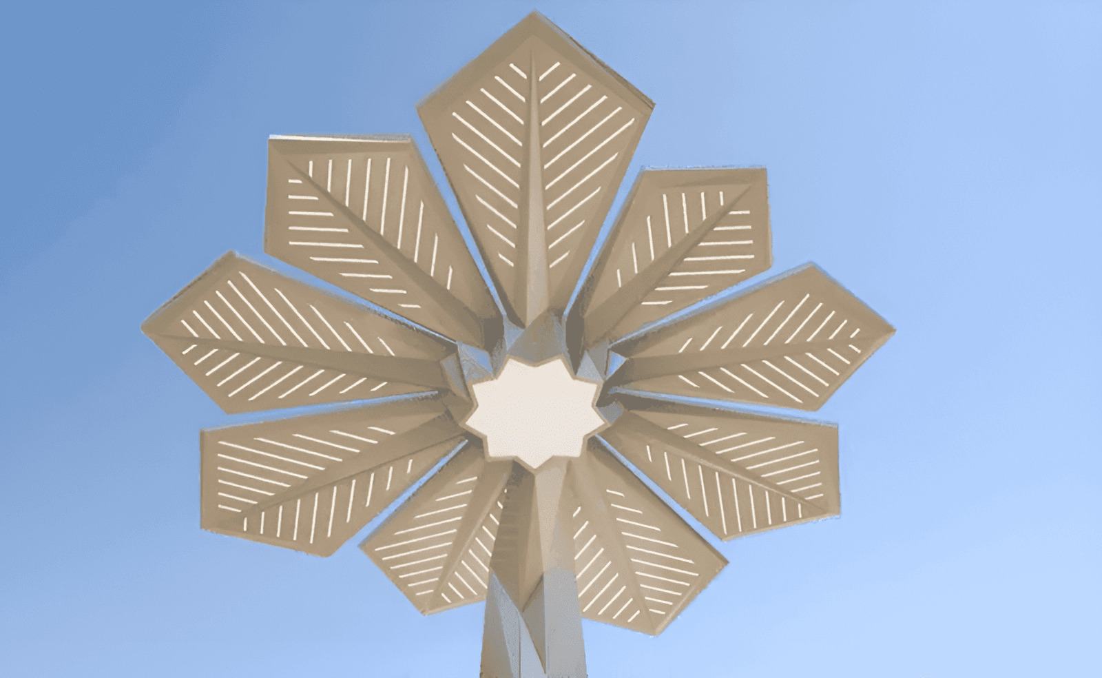 solar palm trees providing shade and clean energy