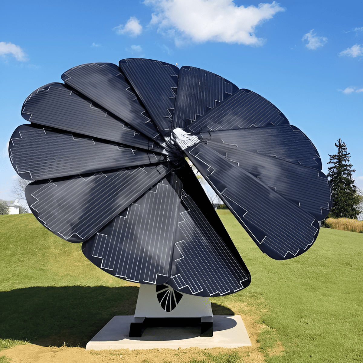 solar panels arranged in the shape of a willow tree