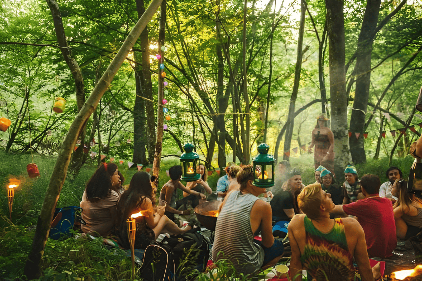 community tree festival with families planting trees