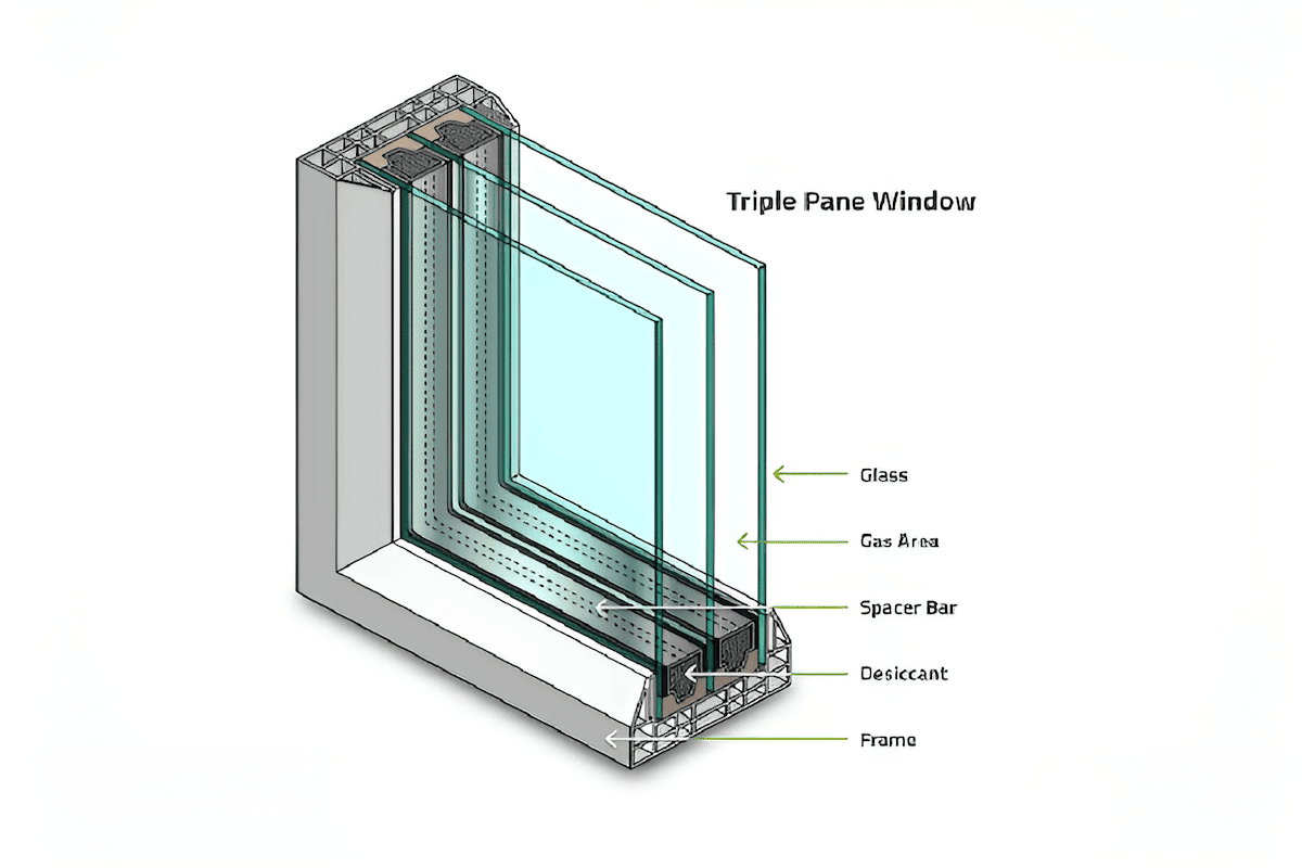 triple-pane thermo glass window