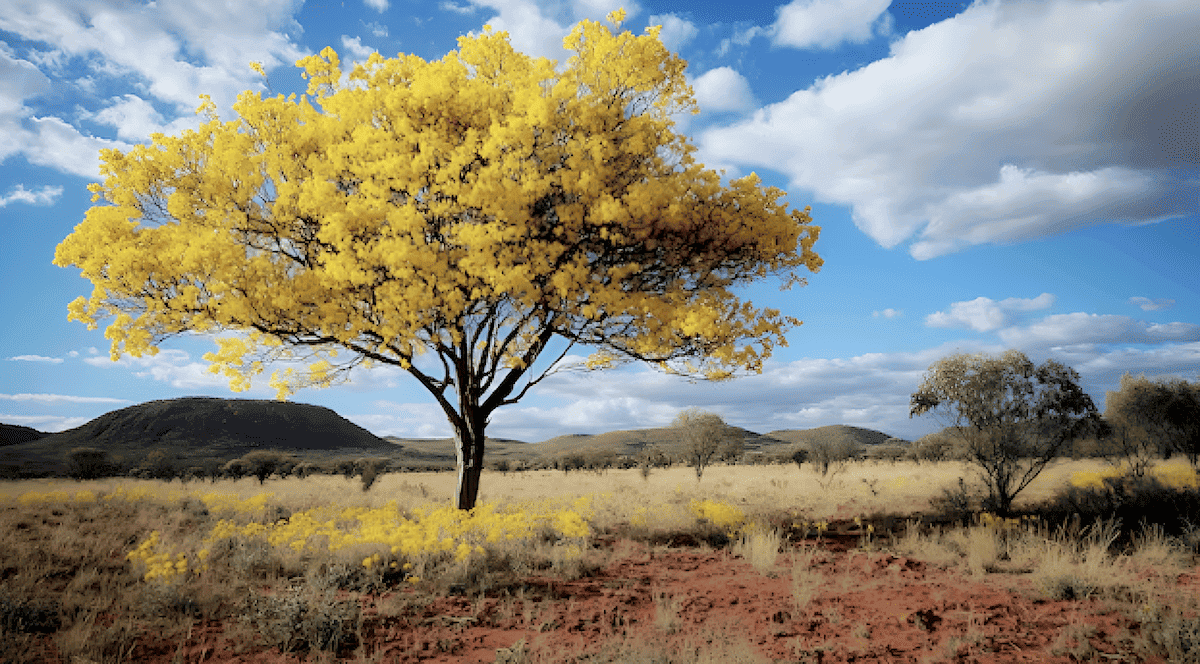 Flowering trees in the Australian outback
