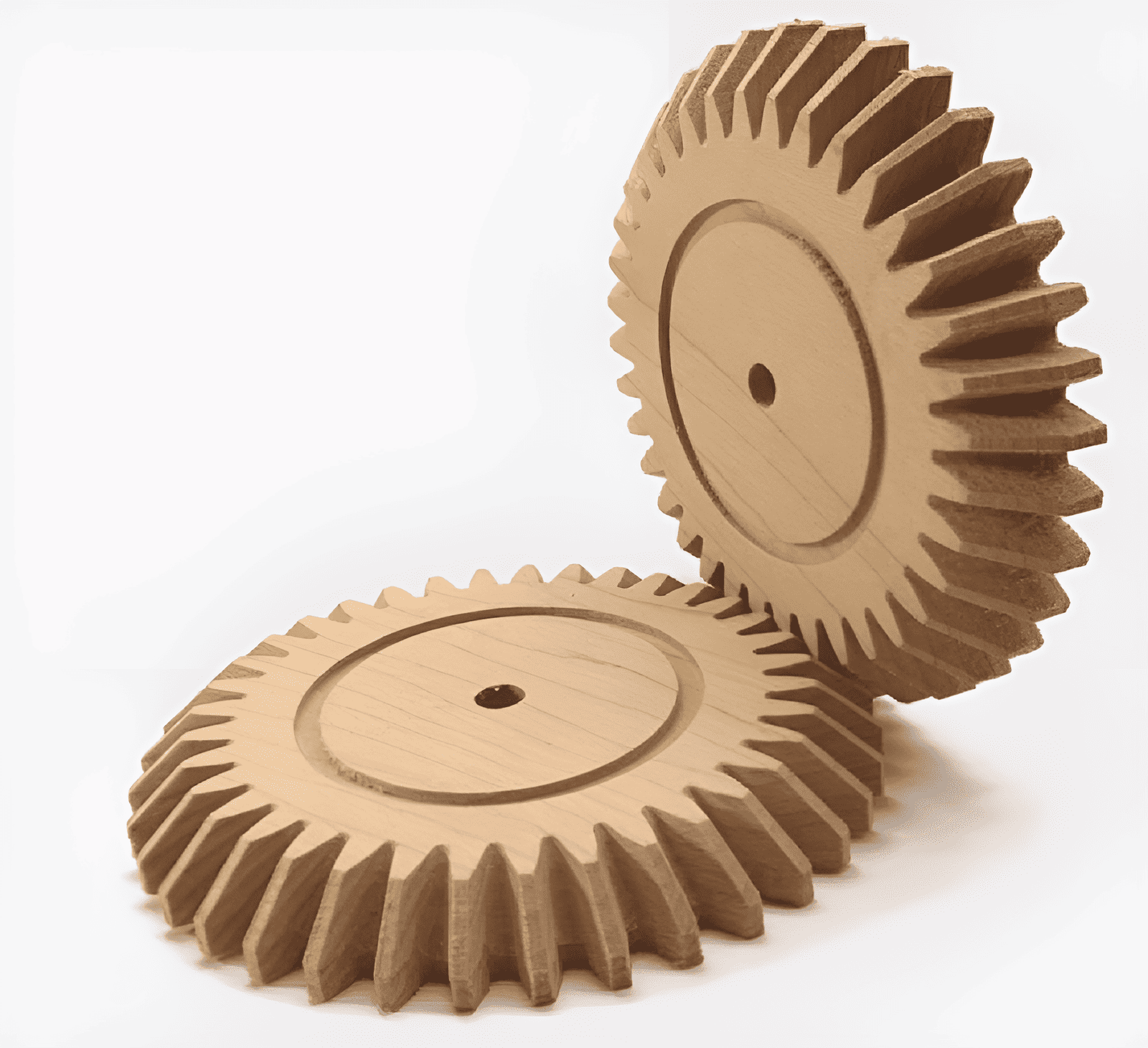 large wooden bevel gears used in traditional machinery